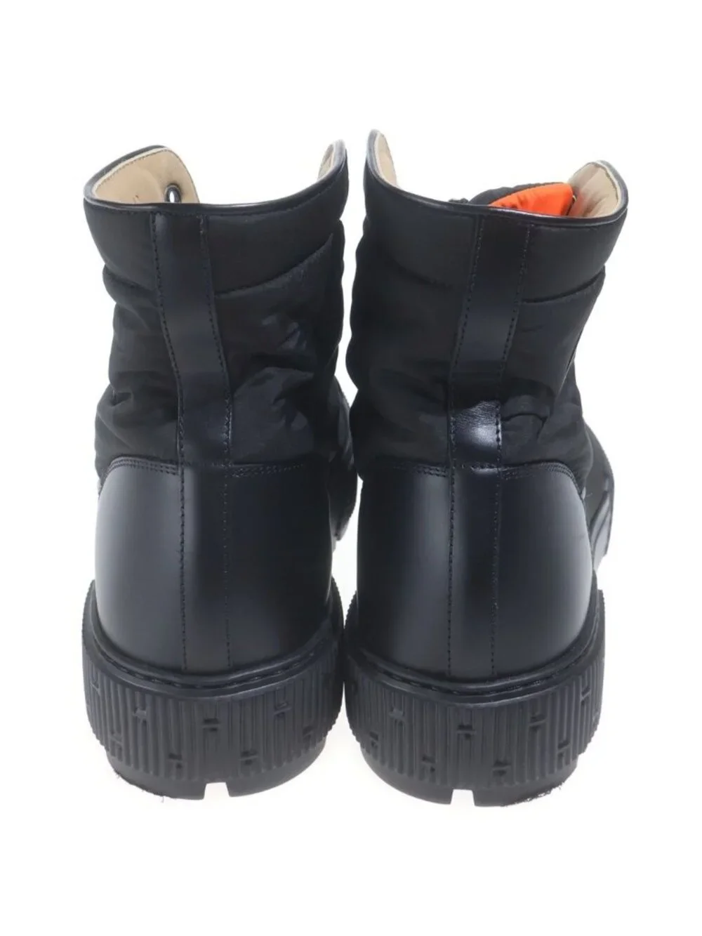 Hermes Fresh Short Boots Nylon Paneled Lace-up Rubber Sole Black